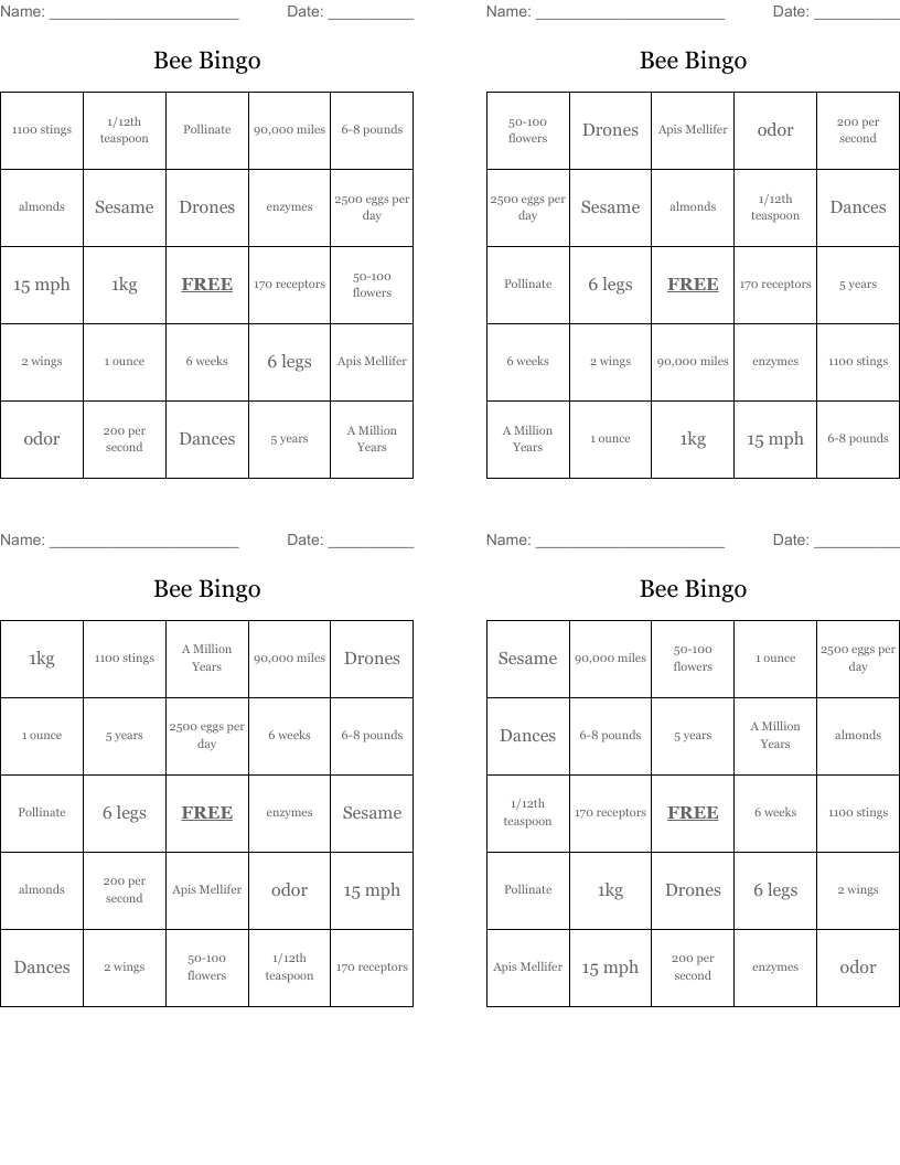 Bee Bingo