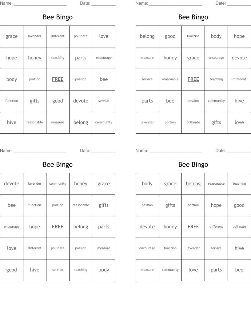 Bee Bingo