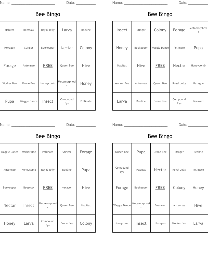Bee Bingo