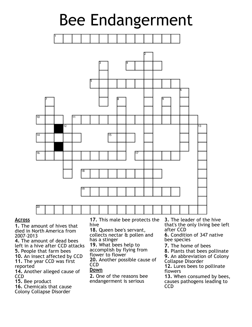 Bee Endangerment Crossword