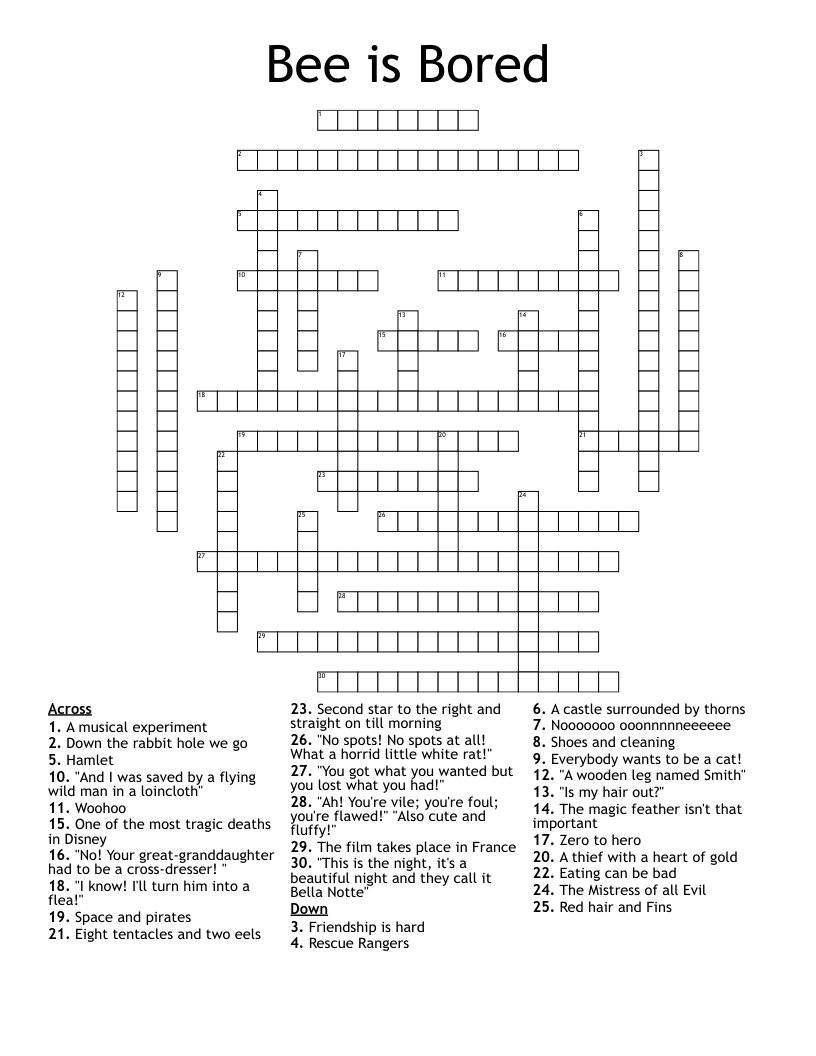 Bee is Bored Crossword
