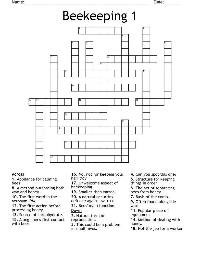 Beekeeping 1 Crossword