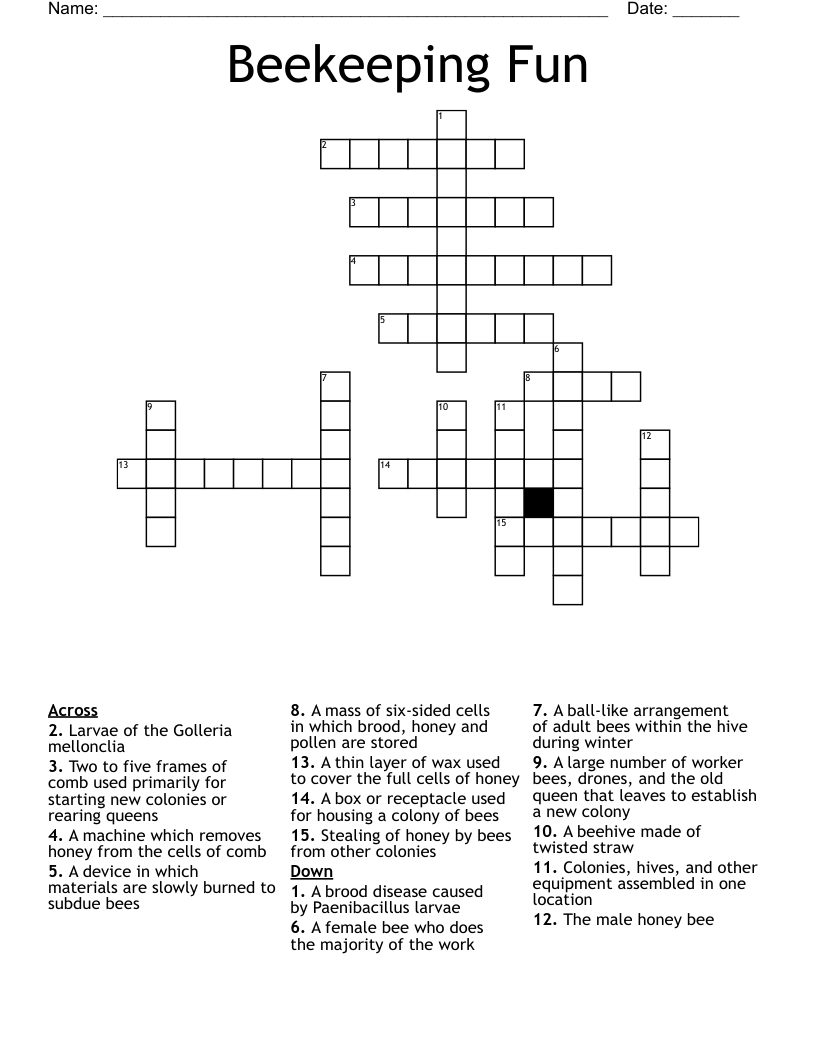 Beekeeping Fun Crossword