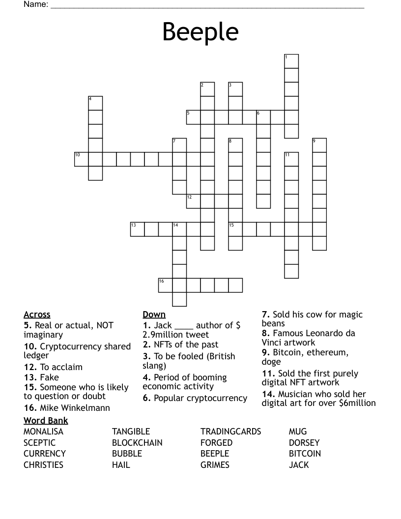 Beeple Crossword