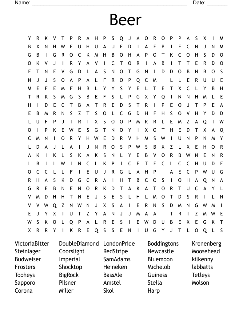 Beer Word Search