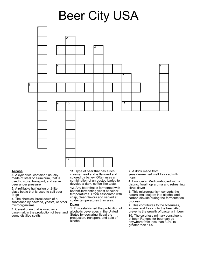 Beer City USA Crossword