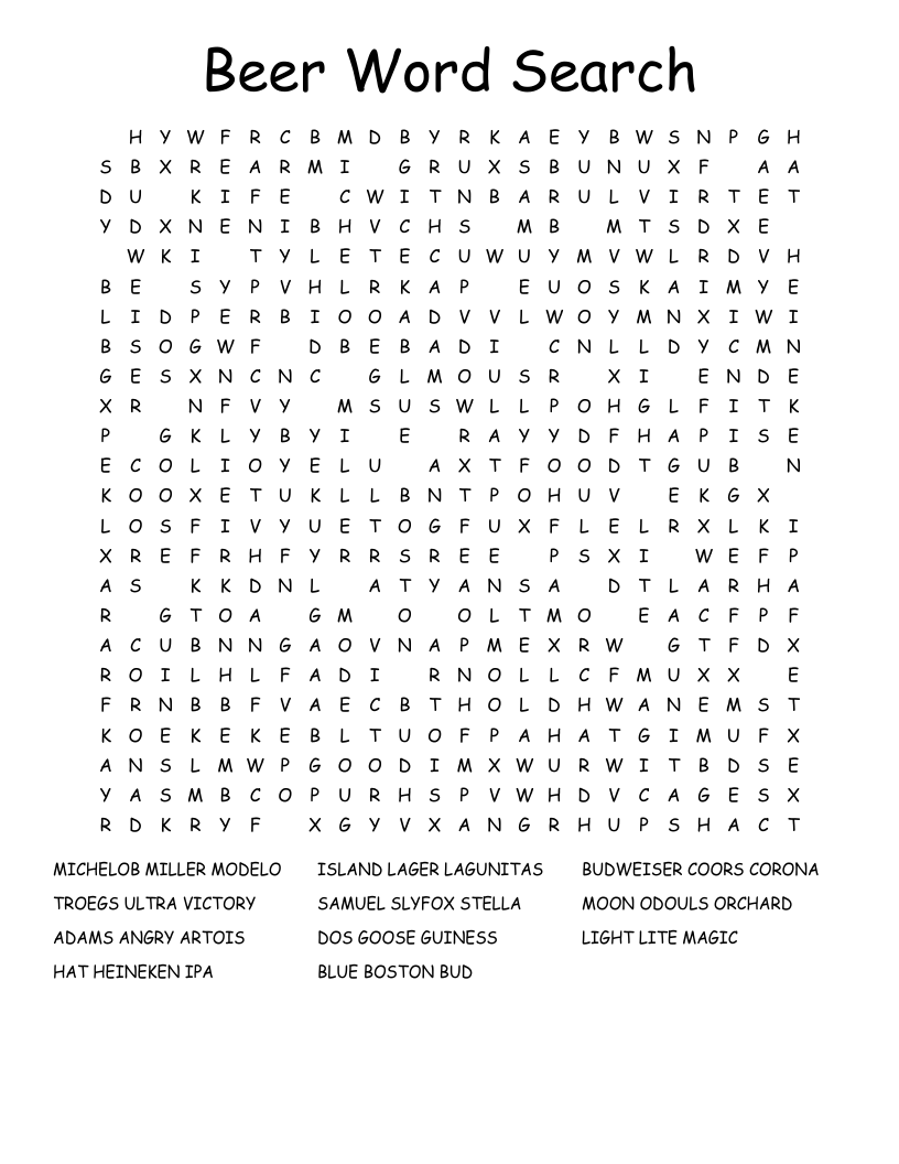 Beer Word Search