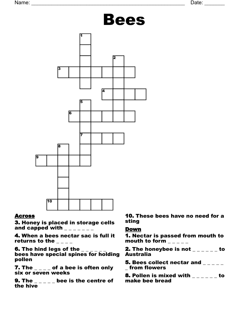 Bees Crossword