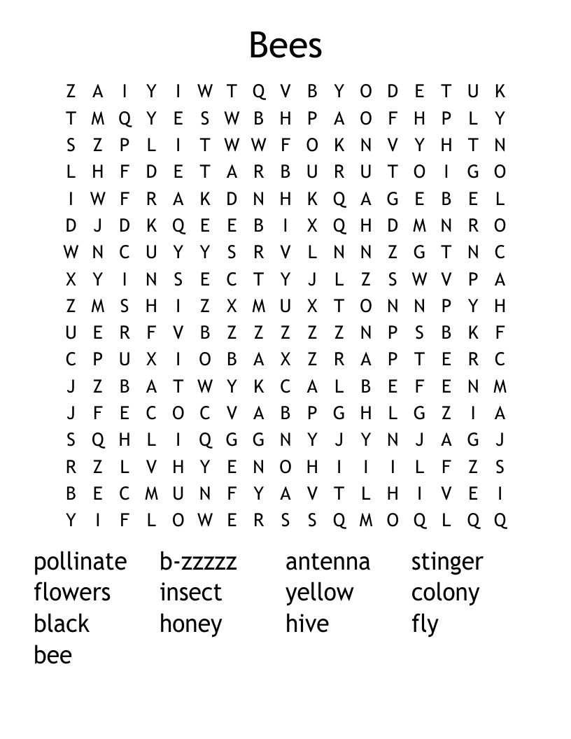 Bees Word Search
