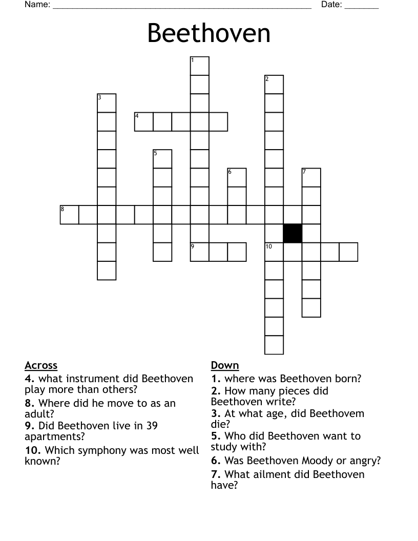Beethoven Crossword