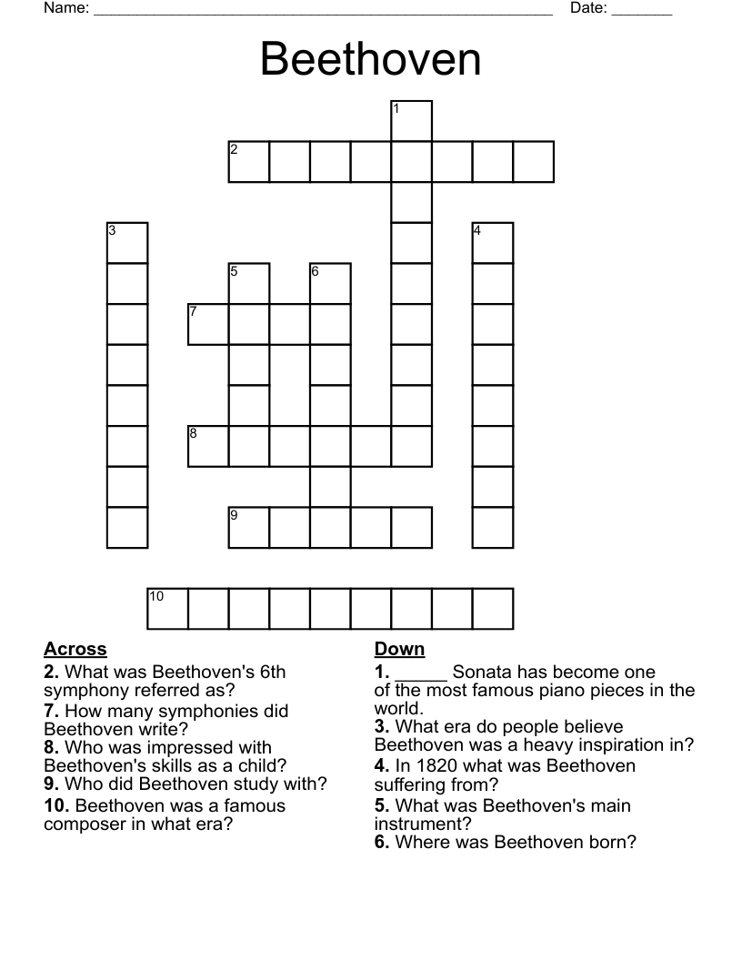 Beethoven Crossword