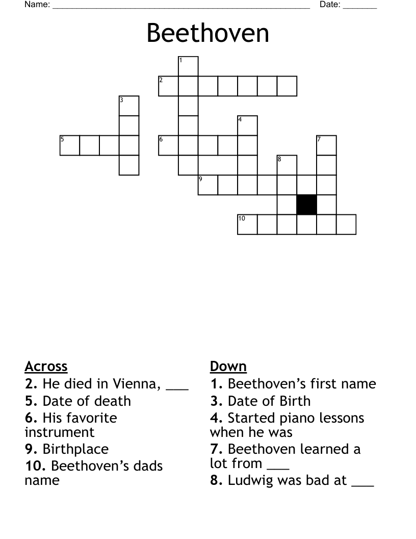 Beethoven Crossword