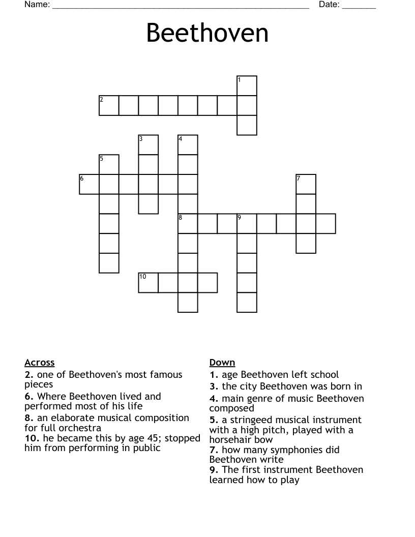 Beethoven Crossword