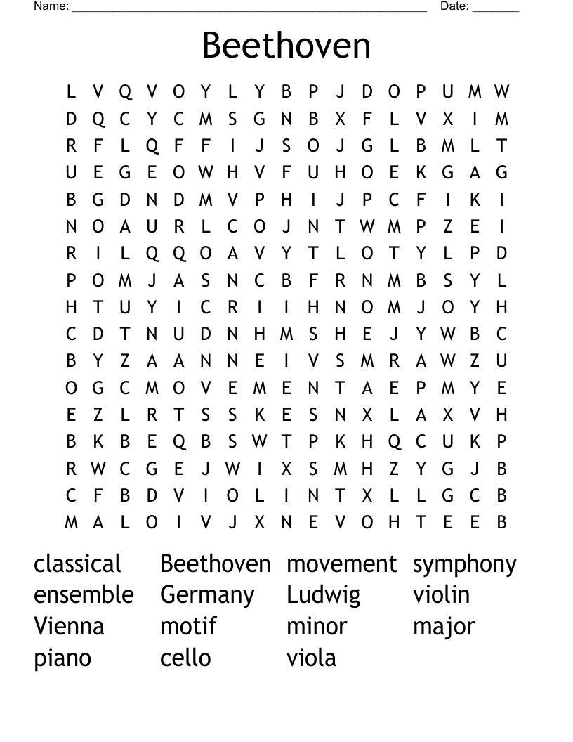 Beethoven Word Search