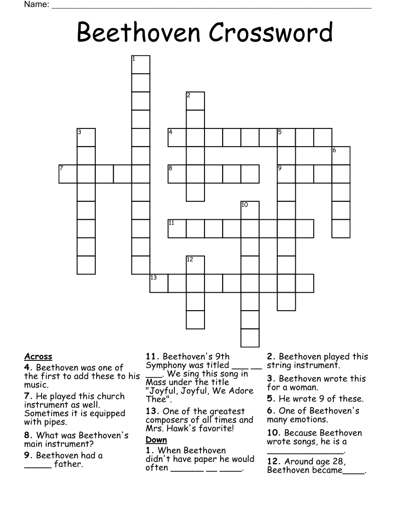 Beethoven Crossword