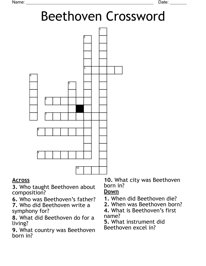 Beethoven Crossword
