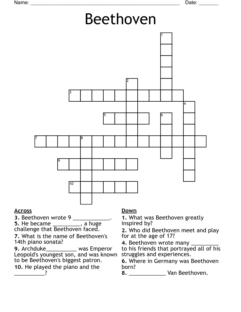 Beethoven  Crossword