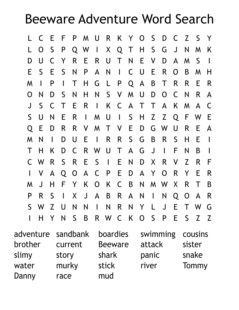 Beeware Adventure Word Search
