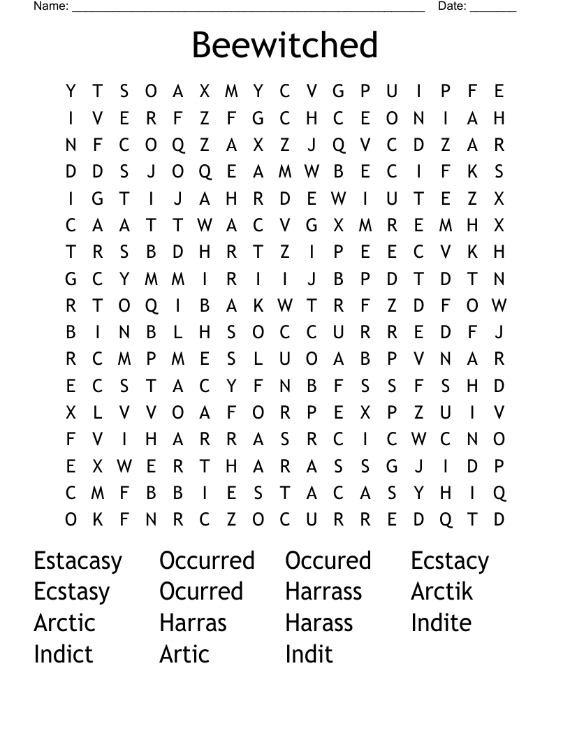 Beewitched Word Search