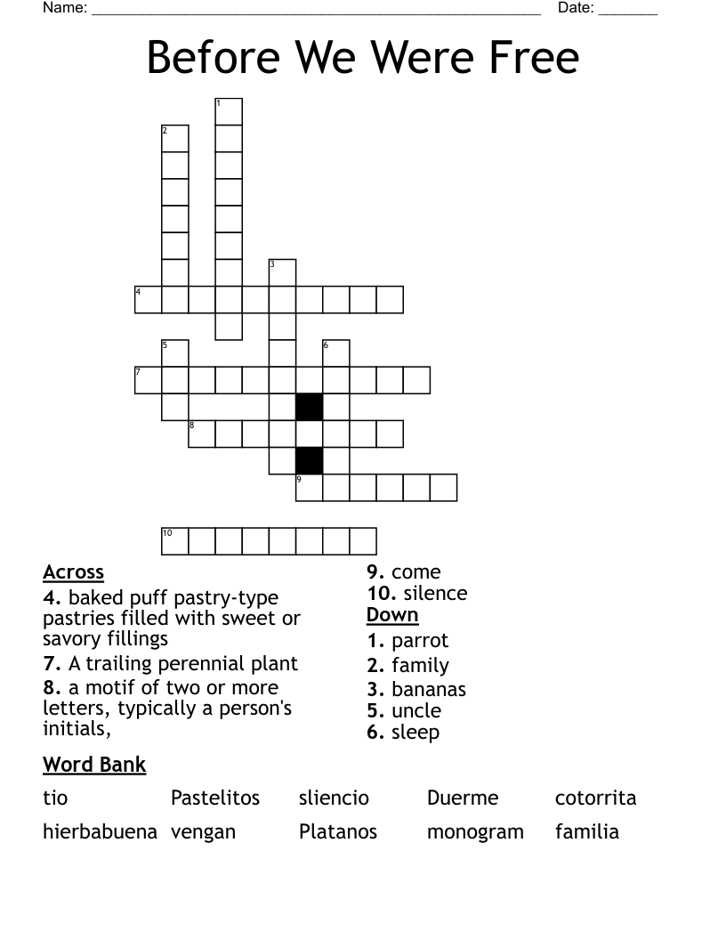 Before We Were Free Crossword