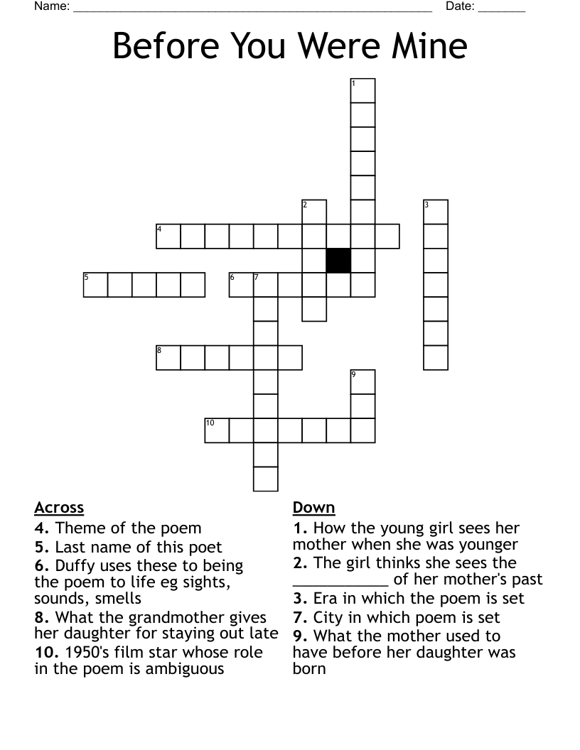 Before You Were Mine Crossword