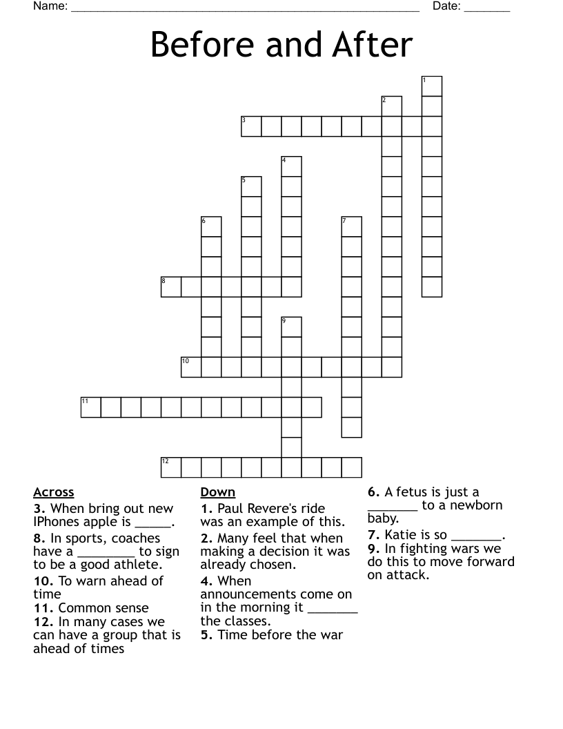 Before and After Crossword
