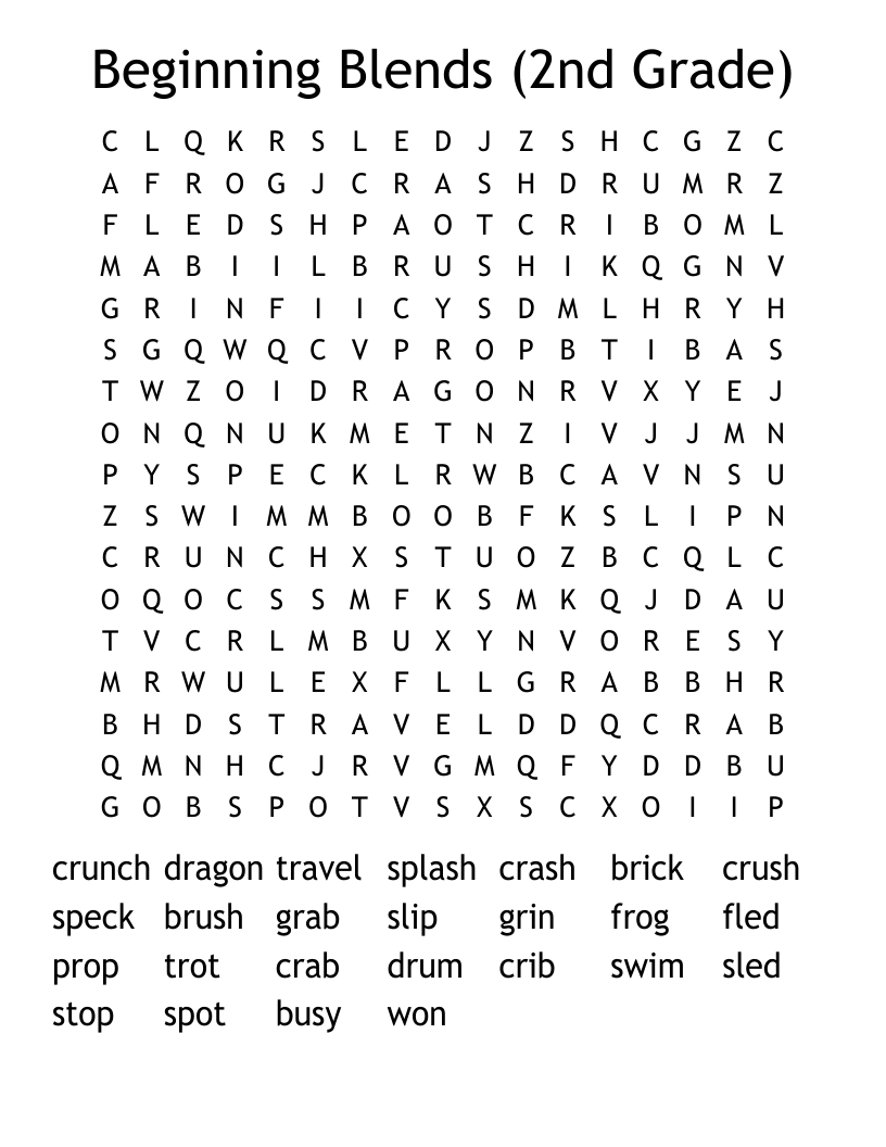 Beginning Blends (2nd Grade) Word Search