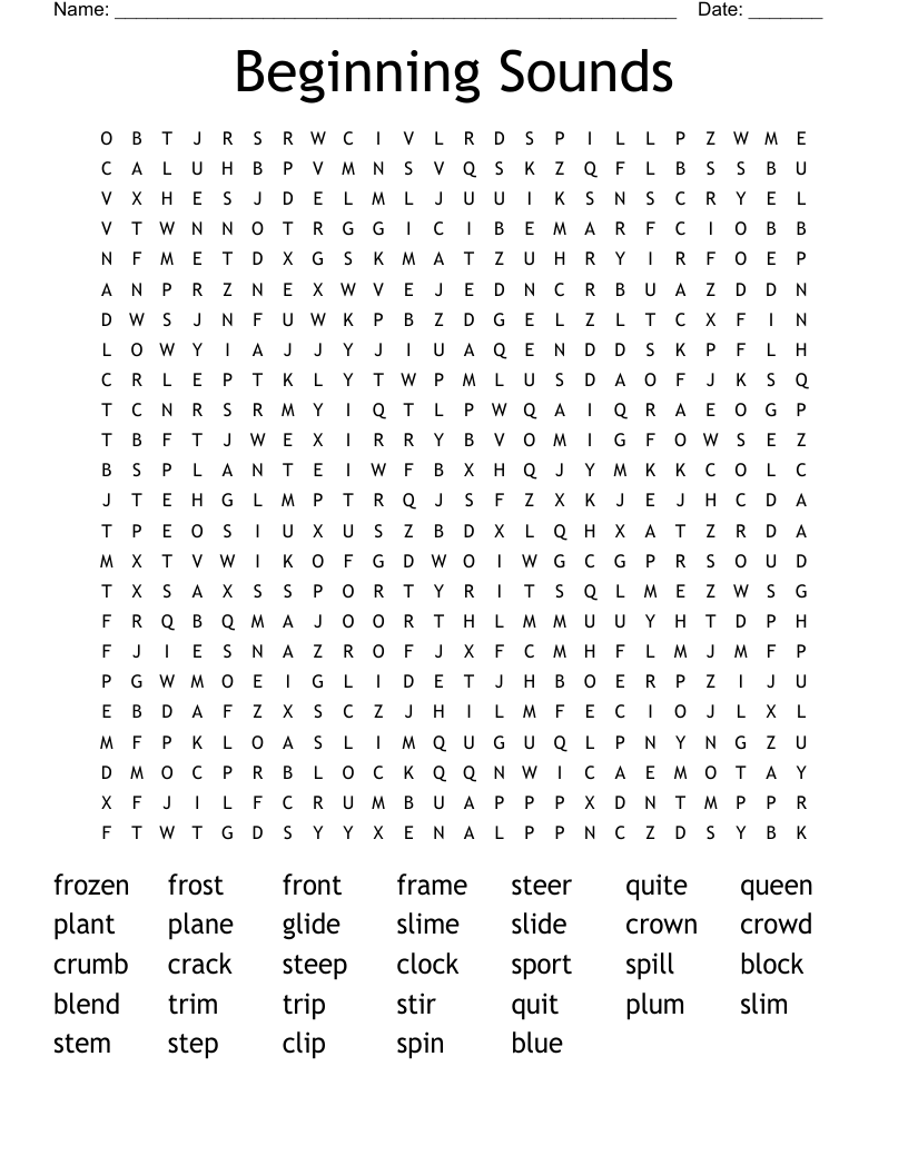 Beginning Sounds Word Search
