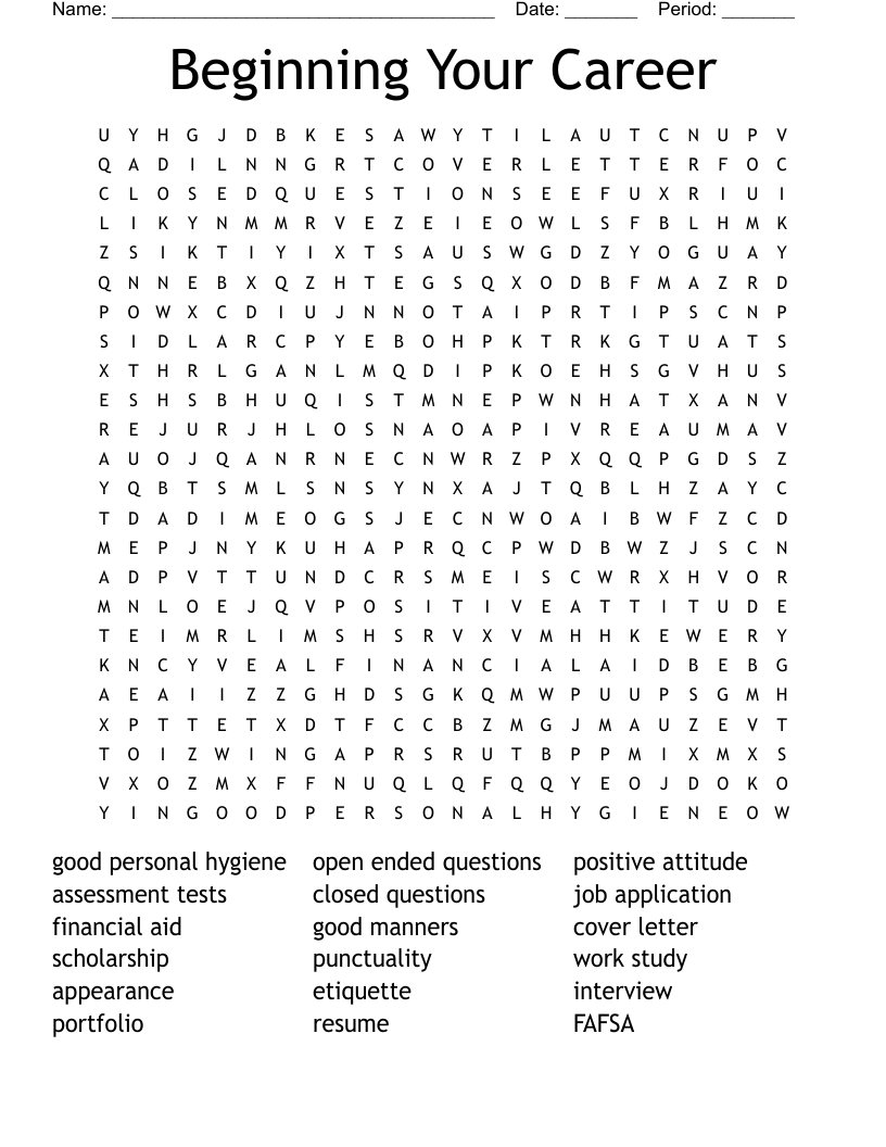 Beginning Your Career Word Search