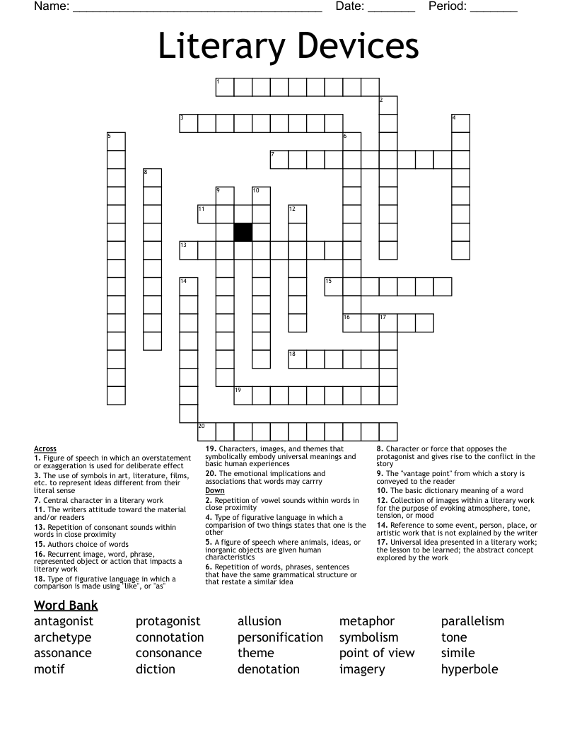 Literary Devices  Crossword