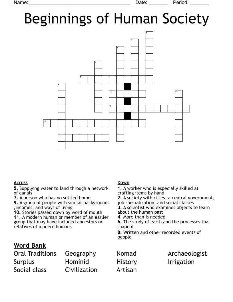 Beginnings of Human Society Crossword