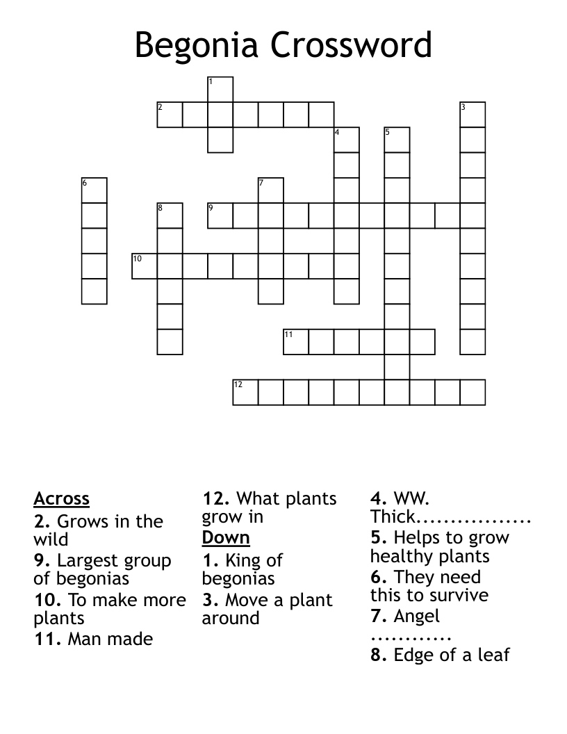 Begonia Crossword