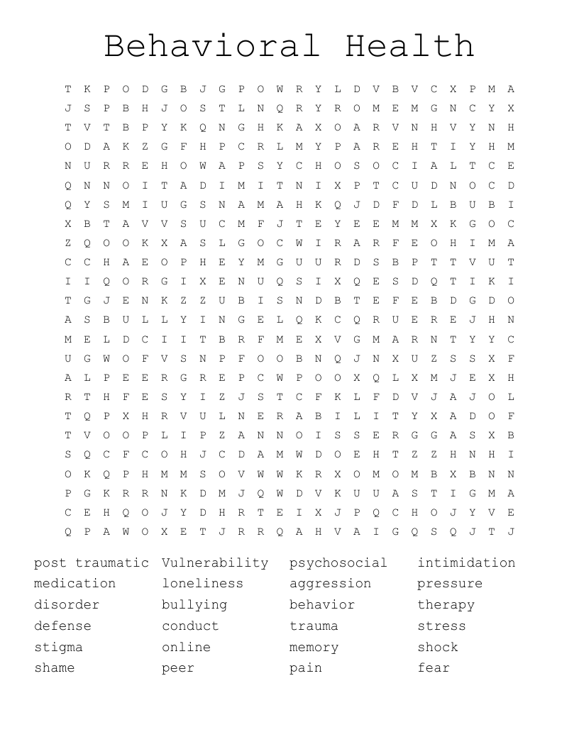 Behavioral Health Word Search