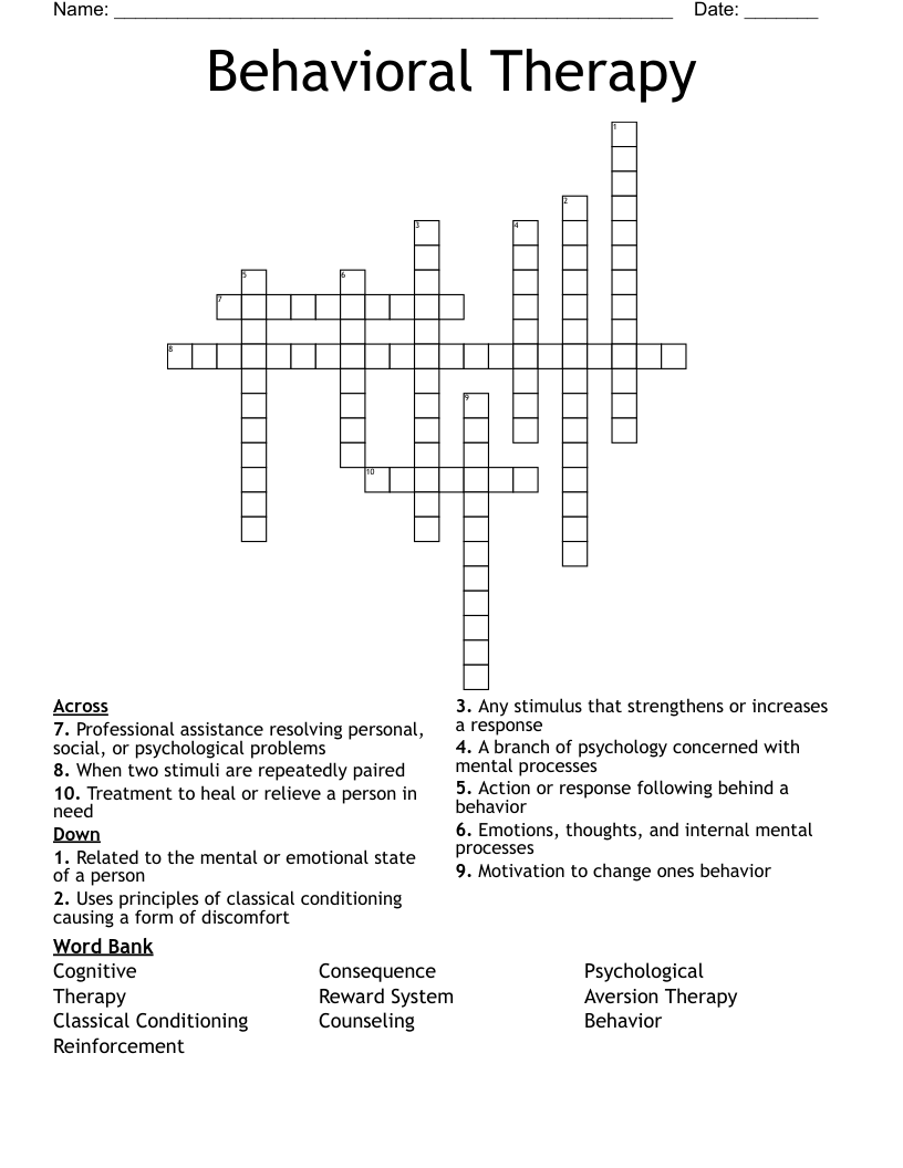Behavioral Therapy Crossword
