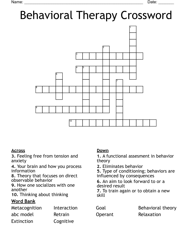 Behavioral Therapy Crossword
