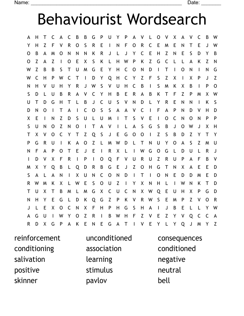 Behaviourist Wordsearch