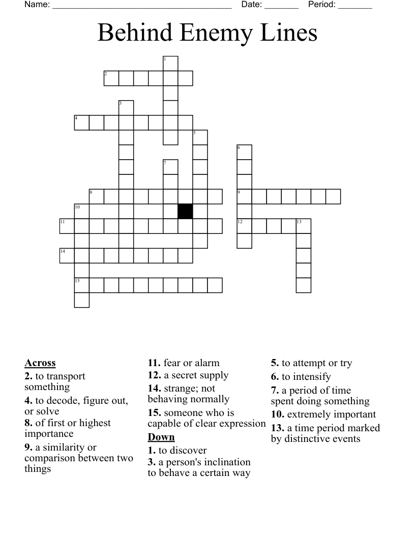 Behind Enemy Lines Crossword