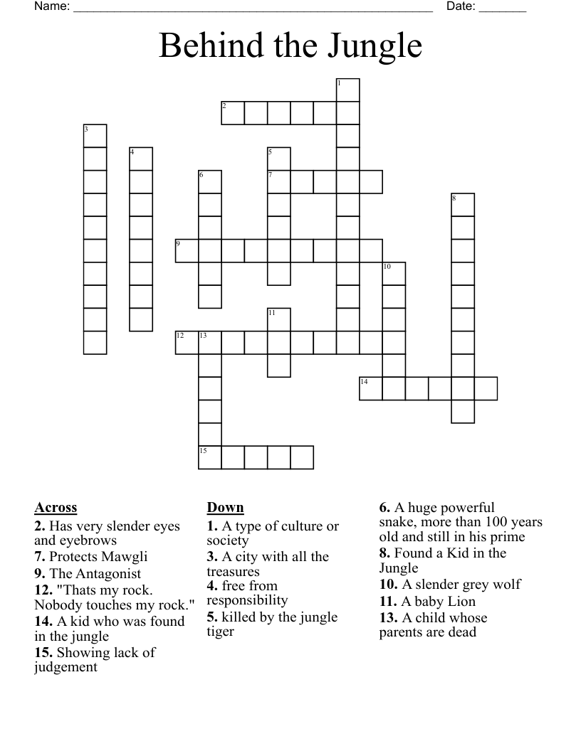 Behind the Jungle  Crossword