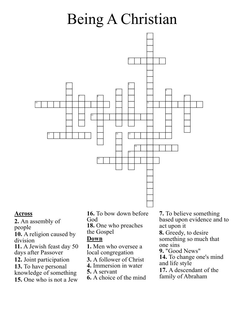 Being A Christian Crossword