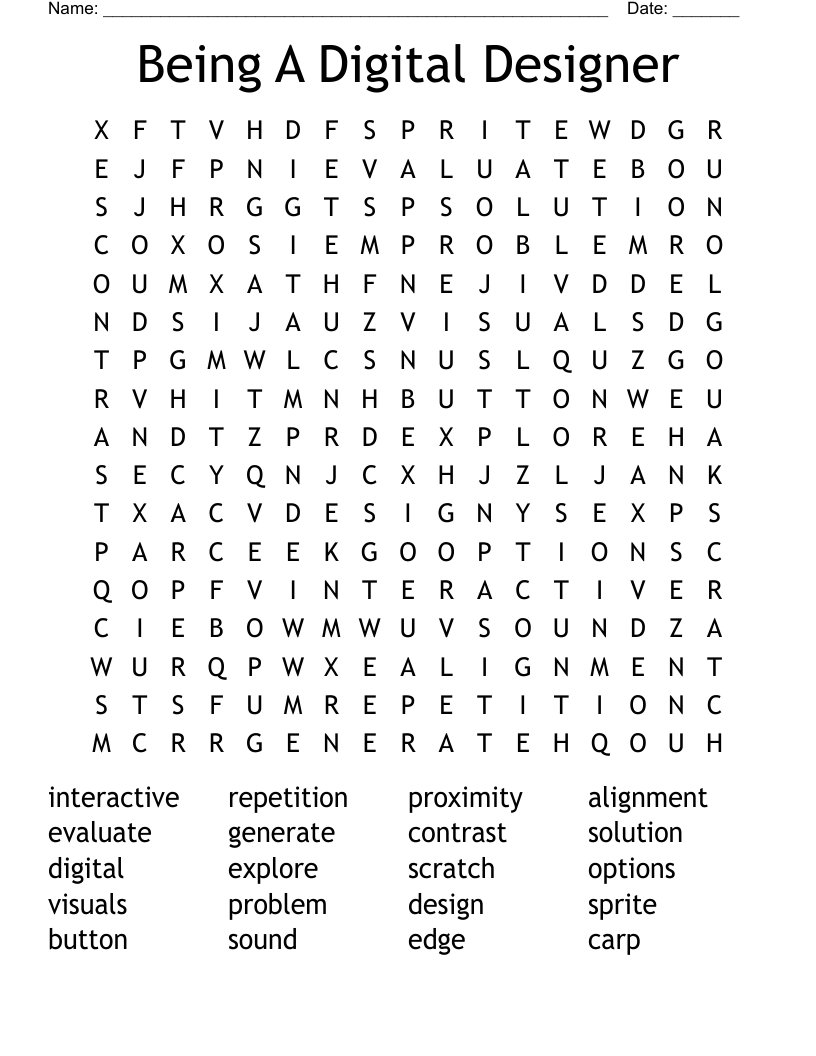 Being A Digital Designer Word Search