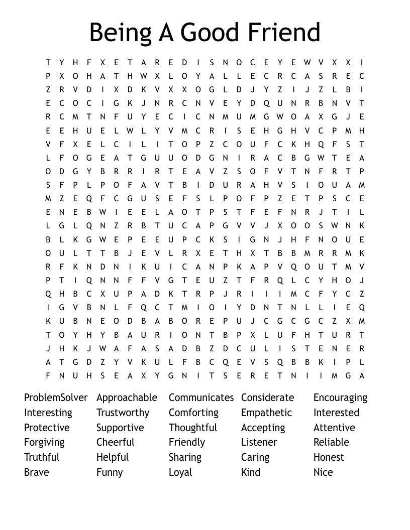 Being A Good Friend Word Search