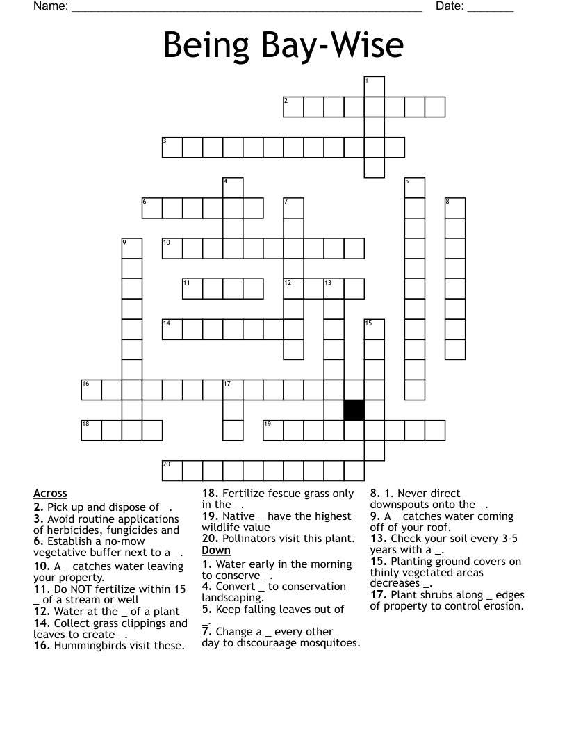 Being Bay-Wise Crossword