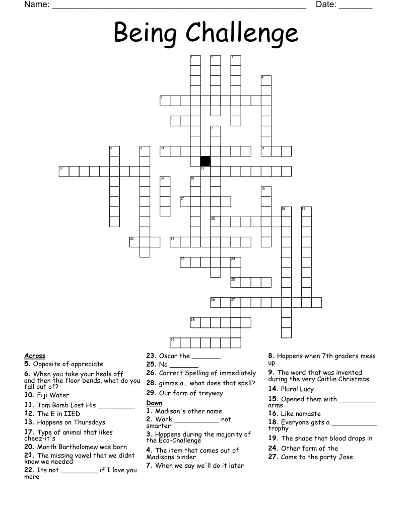 Being Challenge Crossword