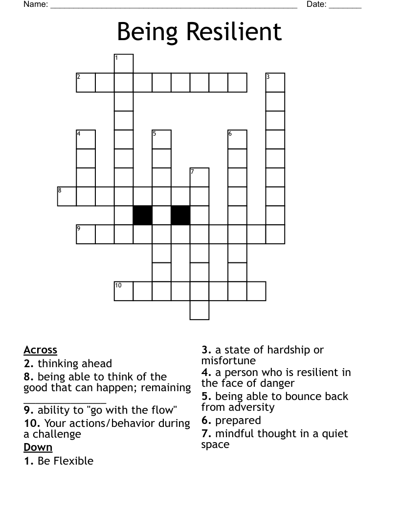 Being Resilient Crossword