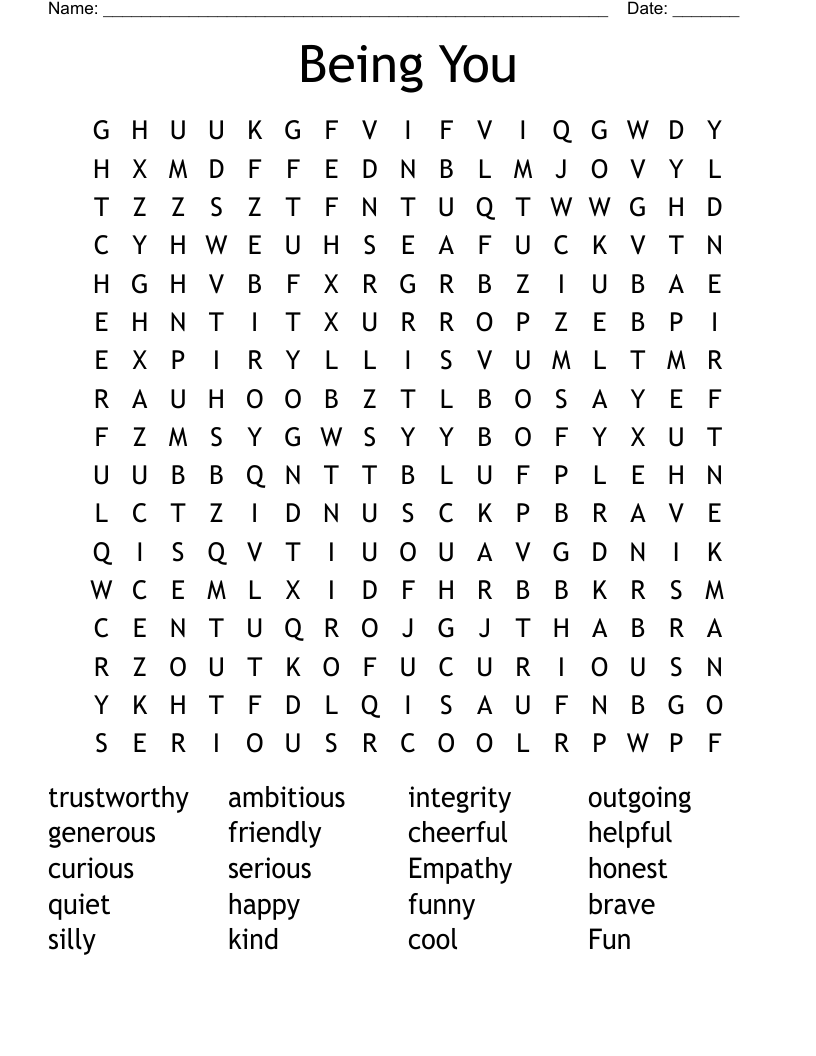 Being You Word Search