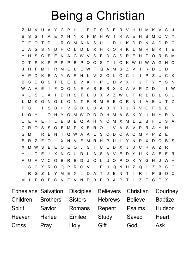 Being a Christian  Word Search