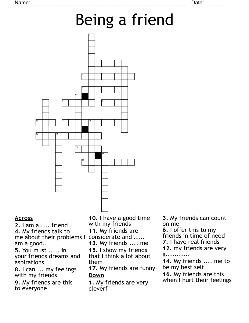 Being a friend Crossword