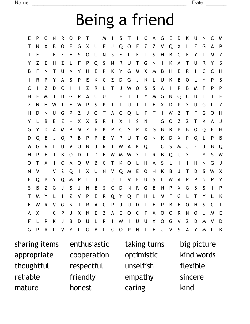 Being a friend Word Search