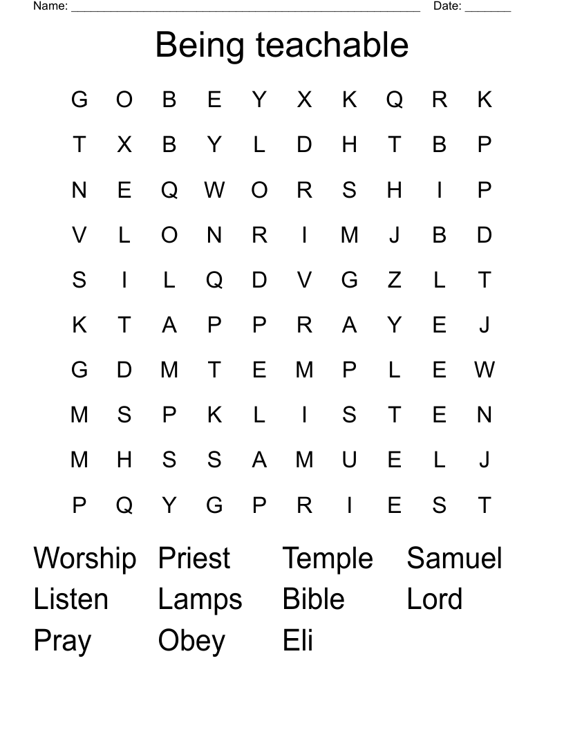 Being teachable Word Search