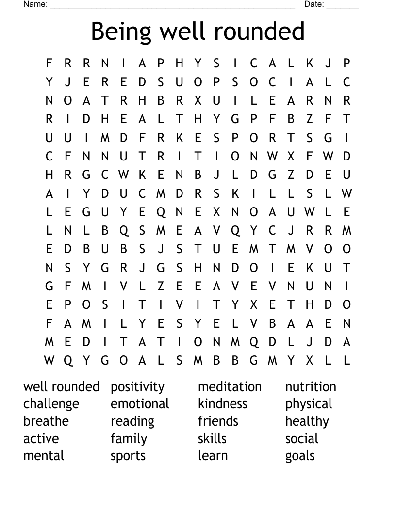Being well rounded Word Search